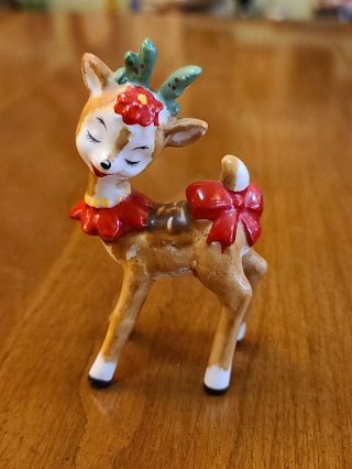 Vintage Mid Century Reindeer Hand Painted Ceramic Figurine 198