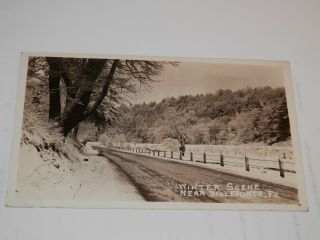 Bellefonte Pa - Old Real Photo Postcard - Winter Road Scene Near Bellefonte