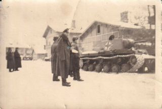 Wwii German Snapshot Photo Captured Soviet Russian Kv - 1 Tank Russia 7