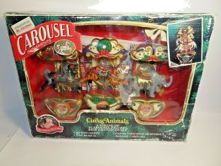 Vintage 1993 Mr.  Christmas Circus Animals String Of 3 Carousel Ornaments Lights