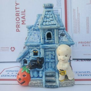 Vintage “casper The Friendly Ghost” Halloween Ceramic Lighted Haunted House 1987