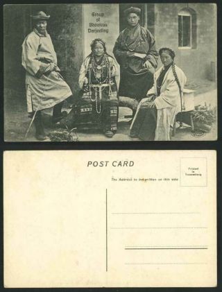 Tibet China Old Postcard Group Of Bhutia Tibetan Women & Men Bhooteas Darjeeling