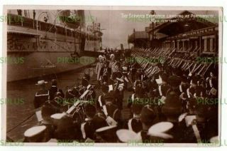 Old Postcard German Emperor Landing At Portsmouth Hants Real Photo 1907