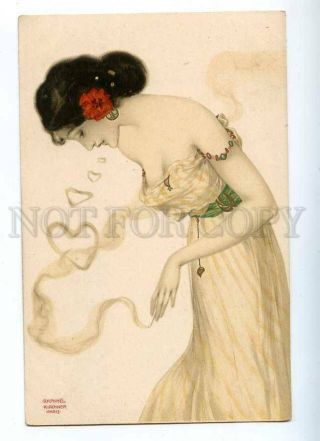 187661 Smoking Lady Hearts By Raphael Kirchner Old Art Nouveau