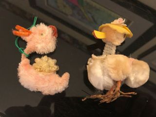 Vintage Chenille Pom Pom Pipe Cleaner Chicks Ducks Japan Googly Eyes