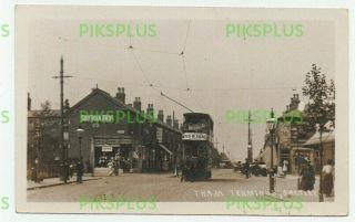 Old Postcard Tram Terminus Saltley Warks Real Photo Vintage Birmingham 1915