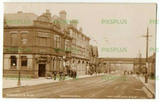 Old Postcard Manchester Road Broadheath Note Tram Lines Etc Real Photo 1913
