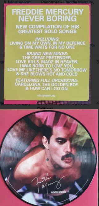 Freddie Mercury Queen Never Boring LP Picture Disc Numbered 666 Limited Edition 2