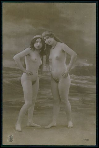 C17 French Nude Woman Vintage Girl C1910 - 1920s Old Rppc Photo Postcard