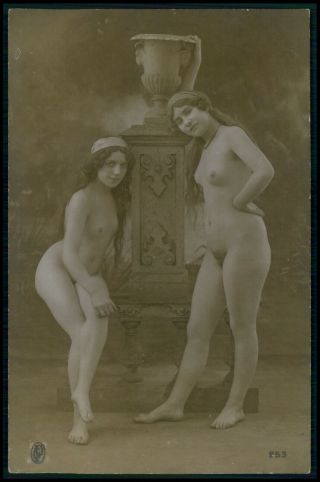 C16 French Nude Woman Vintage Girl C1910 - 1920s Old Rppc Photo Postcard