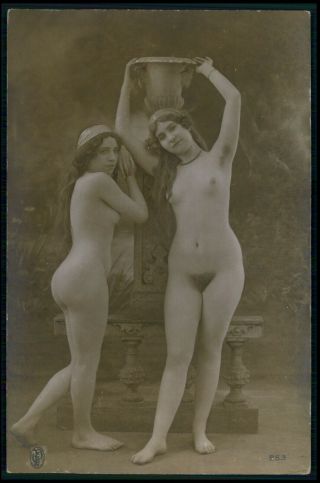 C15 French Nude Woman Vintage Girl C1910 - 1920s Old Rppc Photo Postcard