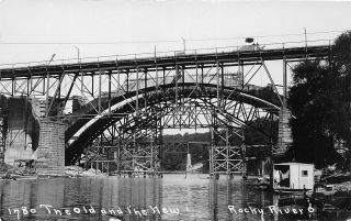 F66/ Rocky River Ohio Rppc Postcard C1910 Old And Bridges Leiter 5