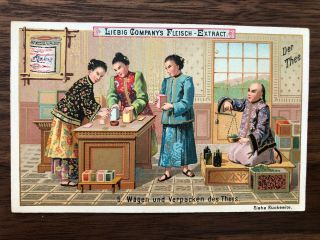 China Old Card Chinese People Packing The Tea Liebig Tea 1885
