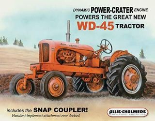 Allis Chalmers - Wd - 45 Tractor Tin Sign,  16 " W X 12.  5 " H