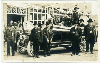 Old Gar Grand Army Republic Vets Civil War Union Car Band Rppc Photo Postcard