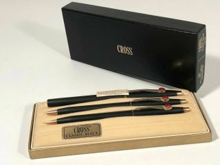 Cross Classic Black Ball Pen Pencil Selectip Trio Set In Presentation Box Usa