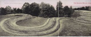 Old Vintage Double Fold Postcard The Serpent Mound Adams County Oh Ancient Mound