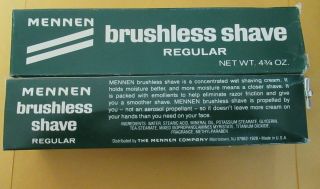 Two Vintage Mennen Brushless Shaving Cream 4 3/4 Oz.  Old Stock