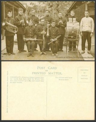 China Old Postcard Music Band Members Chinese Boys Blind School Foochow Trumpet