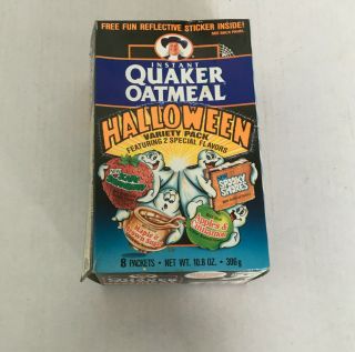 Vintage Empty Instant Quaker Oatmeal Halloween Variety Pack Ghosts On Cover