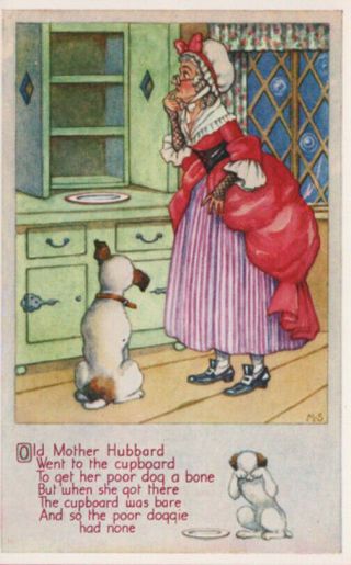 A/s M.  S.  Nursery Rhyme Old Mother Hubbard Poor Doggie Colorful Pc Series