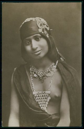 Africa Arab Nude Woman Jewlry Girl 1910s Old French Rppc Photo Postcard
