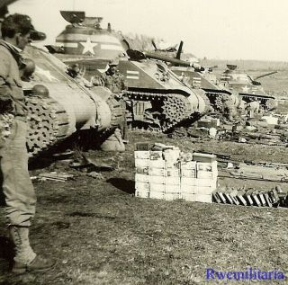 Port.  Photo: Best Us M4 Sherman Tanks Lined Up In Field At Ready