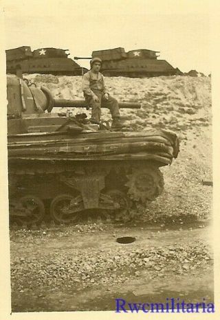 BEST US Soldier Posed on of M4 Sherman (DD) Tank on Beach 2