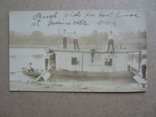 Old Vintage C.  1910 Moundsville West Virginia Rppc Real Photo Postcard House Boat
