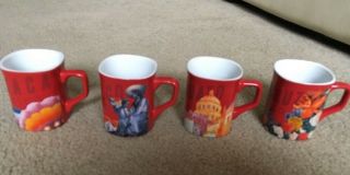 Nescafé Clasico - Mexico Mugs - Four - 4 - Coffee / Tea Cups - Red