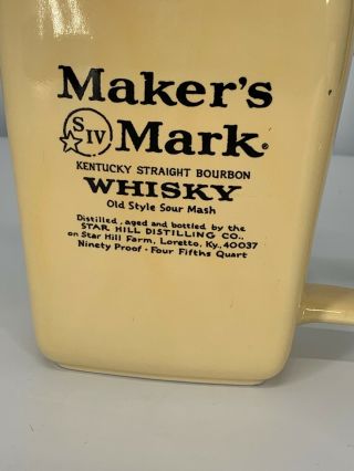 Maker’s Mark Whiskey Ceramic Pitcher Jug Advertising Pottery 3