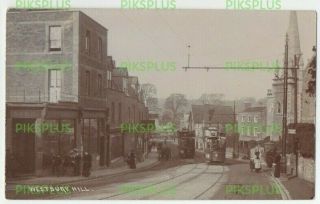 Old Tram Postcard Westbury Hill Bristol Real Photo Vintage 1911
