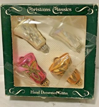 Vintage Krebs Glitter Bell Shaped Glass Christmas Ornaments 3 Krebs 1 Modern