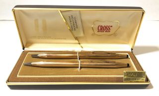 Vintage 1975 Cross Pen & Pencil Set 14k Gold Filled Model 1501 - Tags