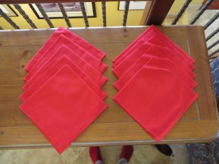 10 Piece Set Red Christmas Holiday Cloth Napkins Gently