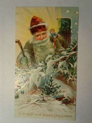 Old Christmas Postcard By Tuck & Sons,  Santa In A Green Coat
