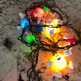 M&m Candy Happy Lights 3d Strings Vintage 10 Light Set Red Yellow Blue Green