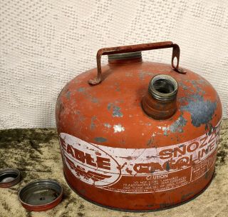 Vintage Eagle Gas Can 2.  5 Gallon Snozzle Metal Vented Model S Great Patina 3