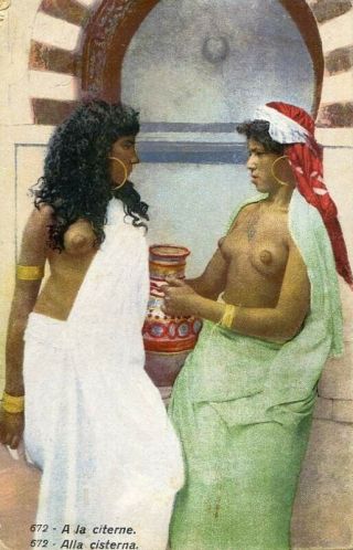 North Africa Arab Moorish Nudes C.  1910s - 1920s Old Postcard