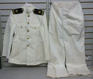 Vintage Authentic U.  S.  Navy White Officer Uniform Buttons & U.  S.  M.  S.  Epaulettes