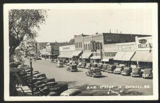 1930s Rppc,  Main Street,  Roswell,  N.  M.  Old Cars,  Billiards Sign,  Ice Cream,
