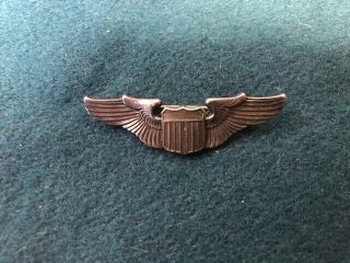 Ww2 Usaaf Sterling Pilot Wings - 2 " Pin Back - Complete