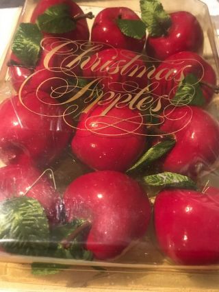 1 Dozen Vintage Sears Trim Shop Christmas Red Apples Tree Ornaments Vintage E1
