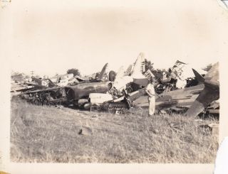 Wwii Photo Captured Japanese Fighter Bomber Wrecks Luzon Philippines 43