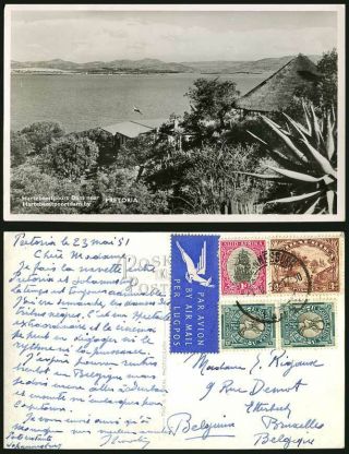 South Africa Hartebeestpoort Dam Near Pretoria 1951 Old R.  P.  Postcard By Airmail