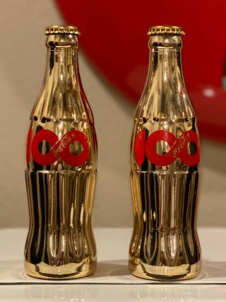 2 Coca Cola Bottle Centennial Celebration Gold Bottles Atlanta,  Ga May 7 - 10 1986