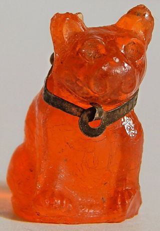 Czech Glass French Bulldog Or Pug Charm Orange Translucent