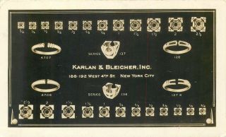 York City Karlan & Bleicher Jewelry Rings Old Real Photo Advertising Card