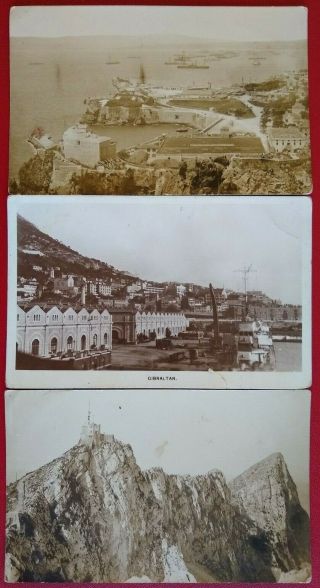 3 Old Gibraltar Postcards Rosia Bay,  Docks/harbour,  Signal Station