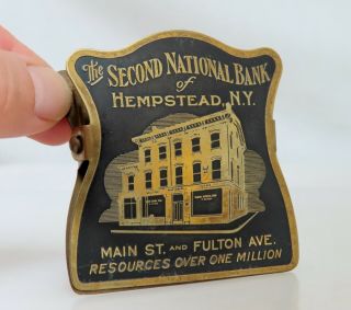 Hempstead Bank Vintage Antique Advertising Brass Paper Clip - 80583